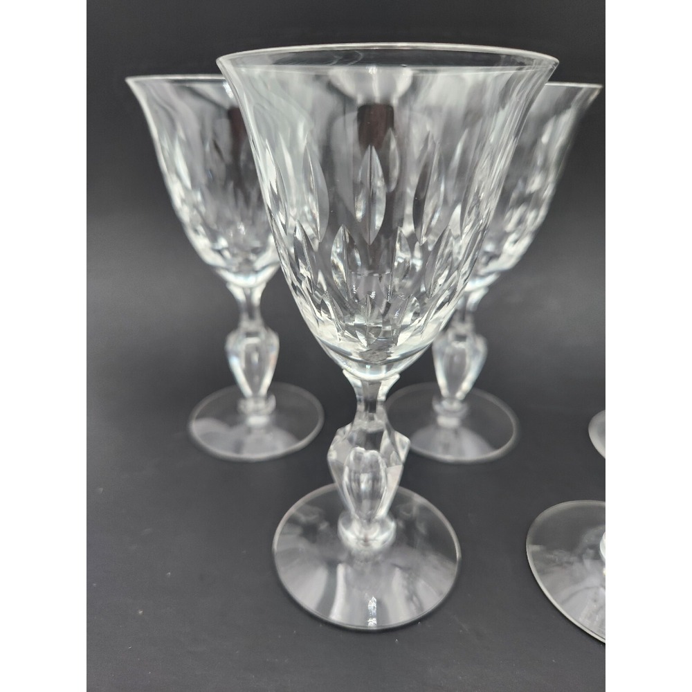 Vtg Tiffin Franciscan Crystal Water Goblets Wine Glasses Jamestown? Set Of 5 - Picture 4 of 10